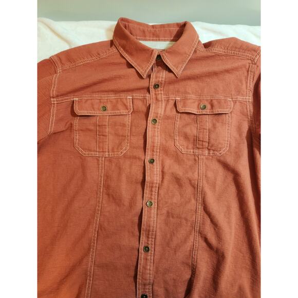 Royal Robbins Shirt Mens Large Red 100% Cotton Long Sleeve Gorpcore Camping - Picture 4 of 12